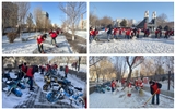 大雪如约至 志愿暖人心”青年志愿者协会开展校园周边积雪清扫活动